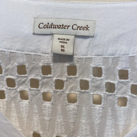 Coldwater Creek White Eyelet Tunic EUC - Picture 4 of 5